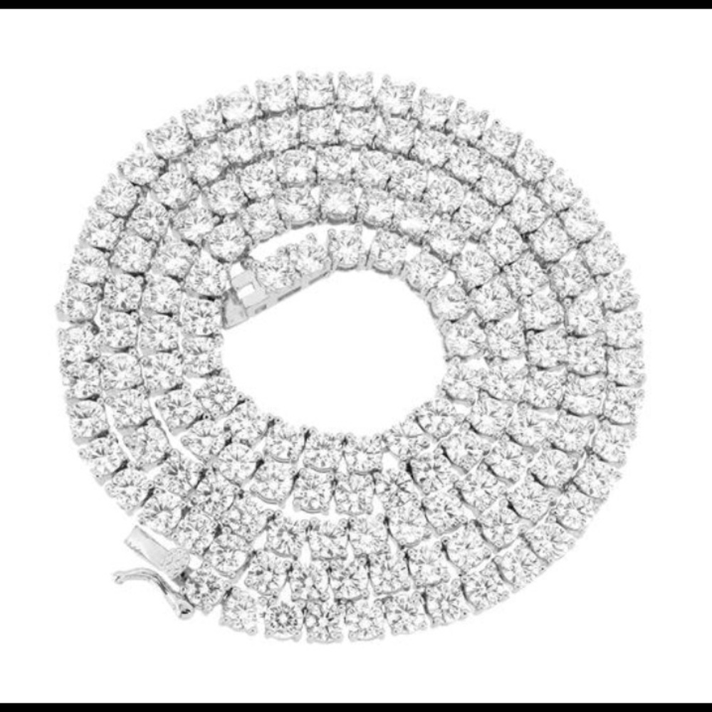 4mm white gold finish tennis chain